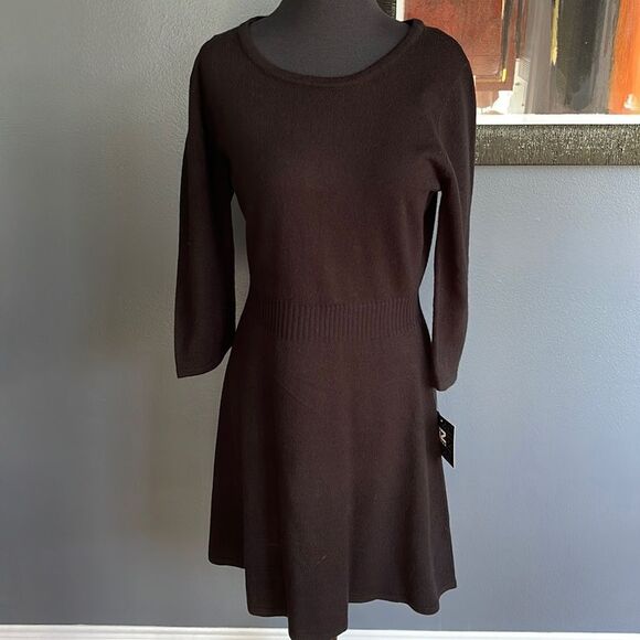 iZ Byer 100% acrylic black fit and flare knit sweater dress. NWT. Large. - Picture 1 of 5